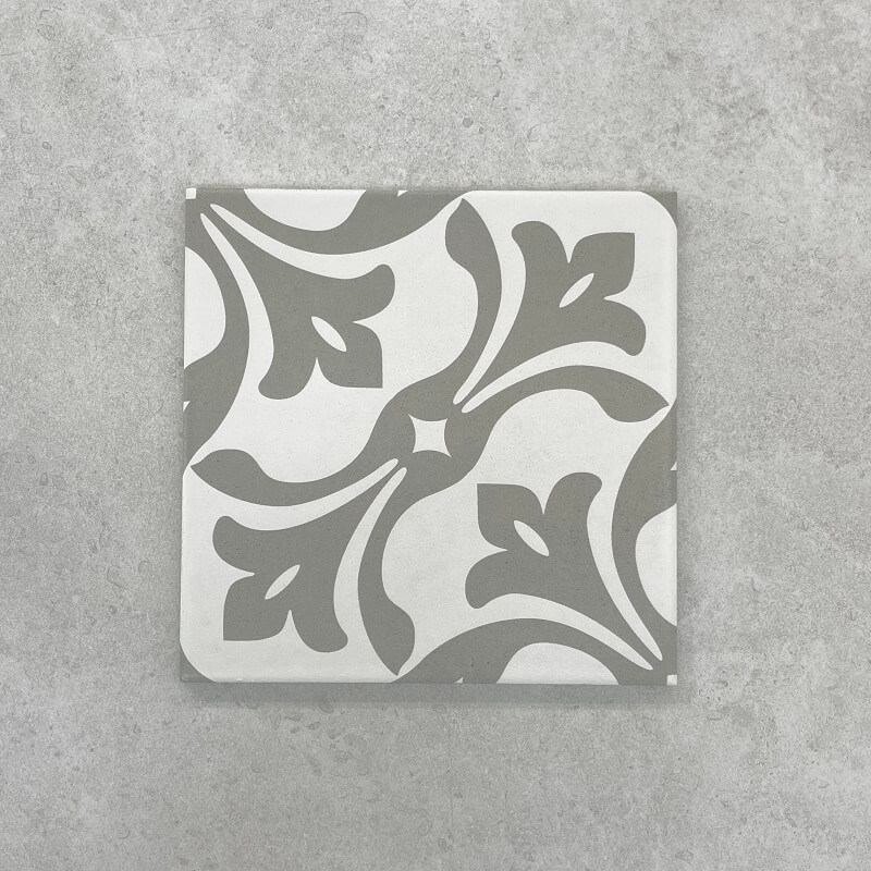 Retro White and Taupe Floral Pattern Matt Non Rectified Glazed Porcelain Wall & Floor Tile 3449