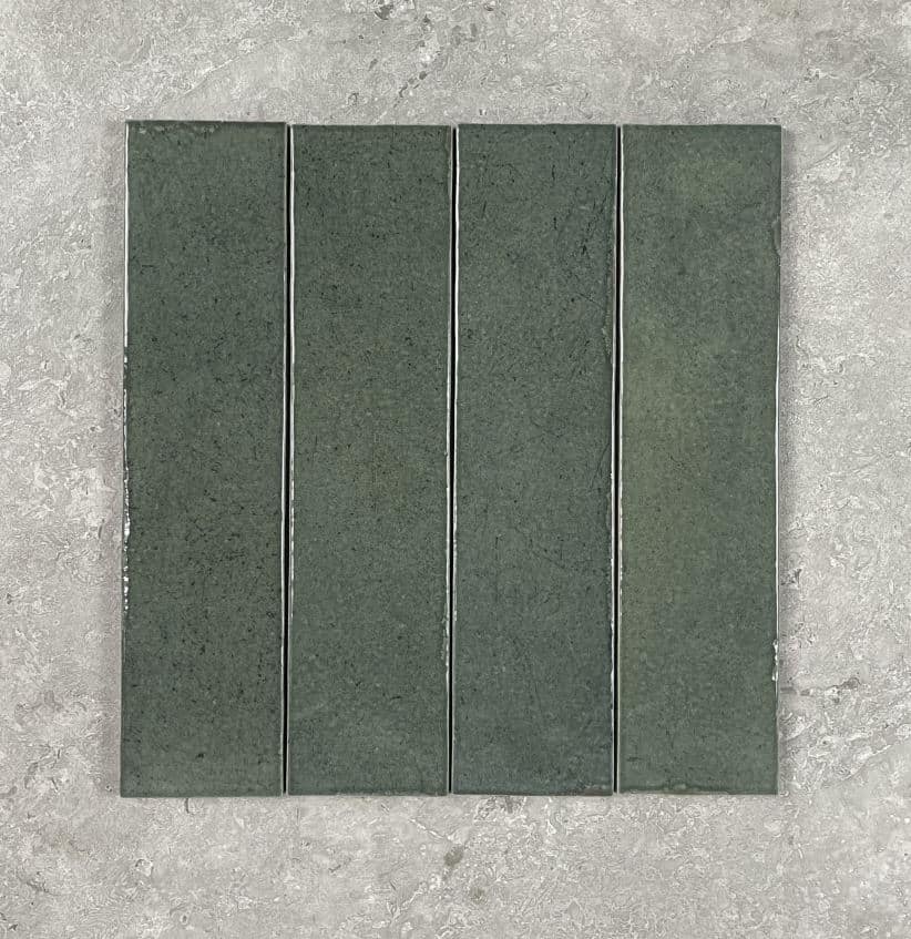 Bricks Green Gloss Spanish Irregular Edge Porcelain Subway Tile 4415