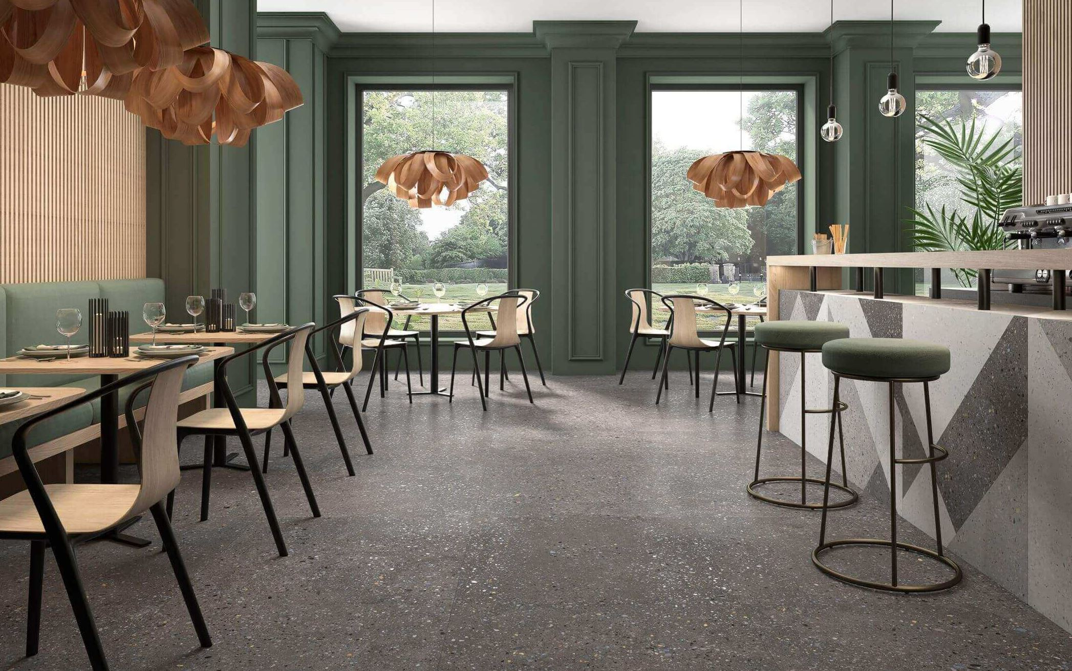 Takara Dark Grey Terrazzo Look Matt Rectified Spanish Porcelain Tile 4531