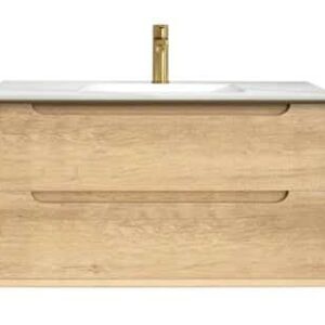 0113 - Byron Wall Hung Natural Oak Plywood Vanity