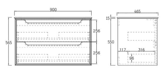 Byron Wall Hung Natural Oak Plywood Vanity With Slimline Ceramic Top 0113