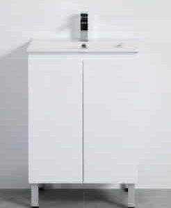 09929 - PVC Pola White Gloss Freestanding Vanity Single Basin with 2 Doors