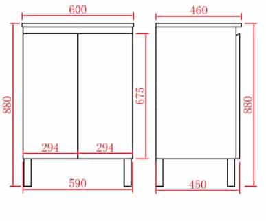 PVC Pola White Gloss Freestanding Vanity Single Basin with 2 Doors 09929