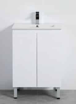 PVC Pola White Gloss Freestanding Vanity Single Basin with 2 Doors 09929