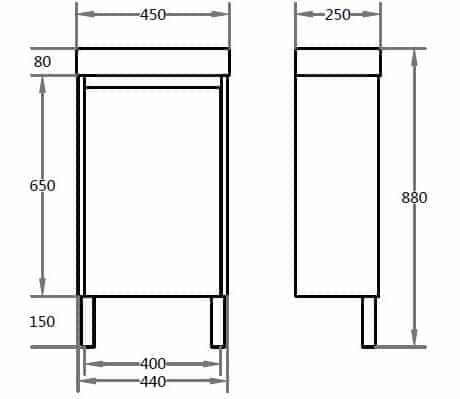 Pola White PVC Poly Top Vanity on legs Left Door 09930