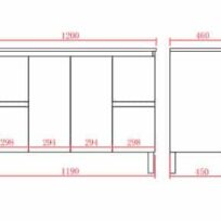 PVC Pola White Gloss Free Standing Vanity with Ceramic Top Drawers Left & Right Doors Centered 09938