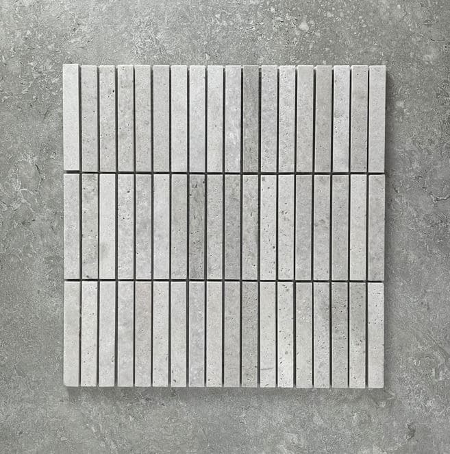 Kit Kat Grey Travertine Honed Mosaic 7714
