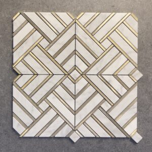 Gold Aluminium & Polished Marble Labyrinth Maze Mosaic 7747