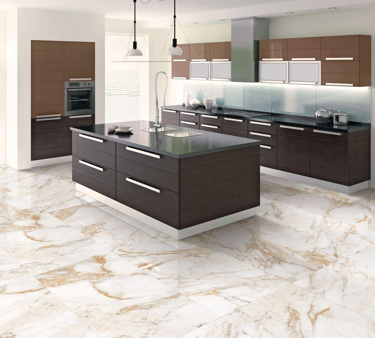 Calacatta Gold Marble Look Gloss Rectified Ceramic Wall Tile 4703