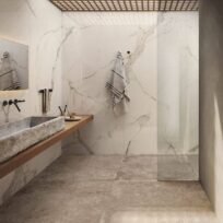 Calacatta Light Glossy Marble Look Polished Rectified Porcelain Wall & Floor Panel | Slab 4773