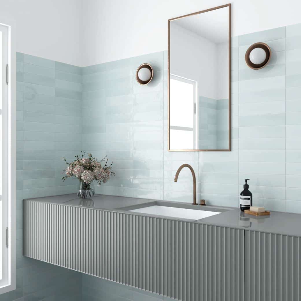 Florence Aqua Gloss Spanish Irregular Edge Porcelain Subway Tile 4848