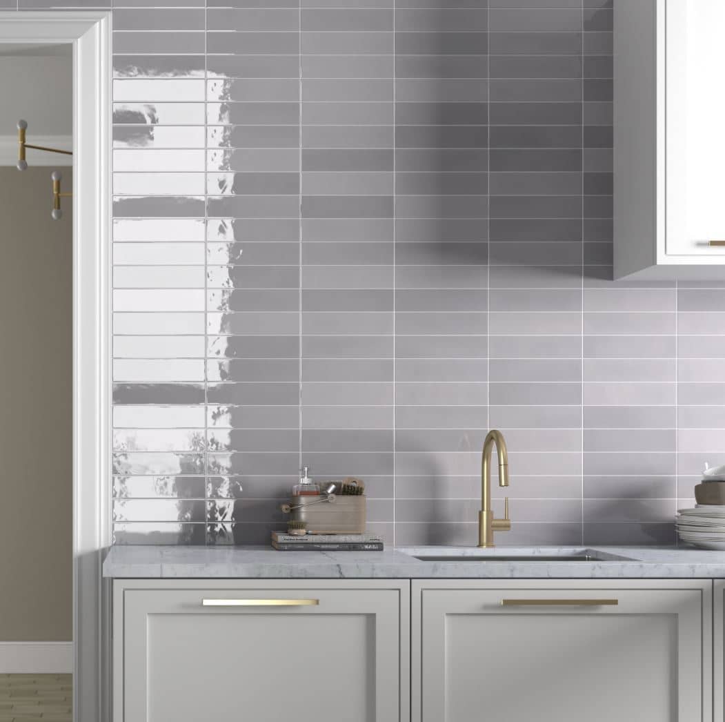 Florence Gris Titanium Gloss Spanish Irregular Edge Porcelain Subway Tile 4844