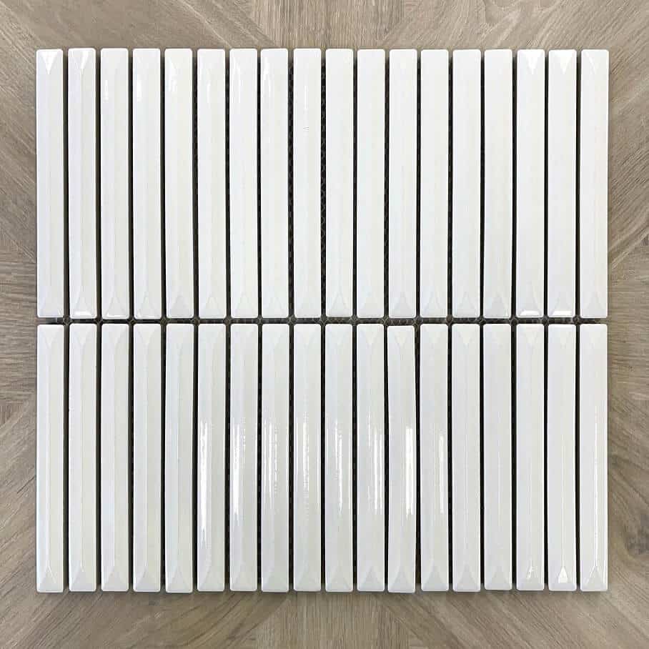 White Stripe Kit Kat Glazed Porcelain Mosaic 7734