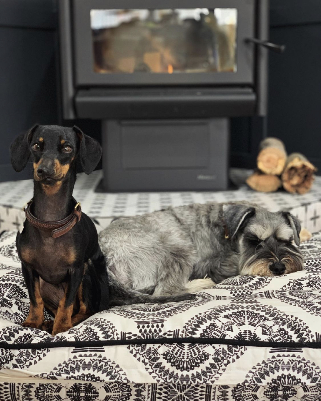 Retro White and Charcoal Leaf