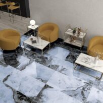 Lux Danae Navi Blue Marble Look Polished Rectified Spanish Porcelain Tile 3846