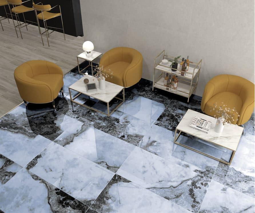 Lux Danae Navi Blue Marble Look Polished Rectified Spanish Porcelain Tile 3846