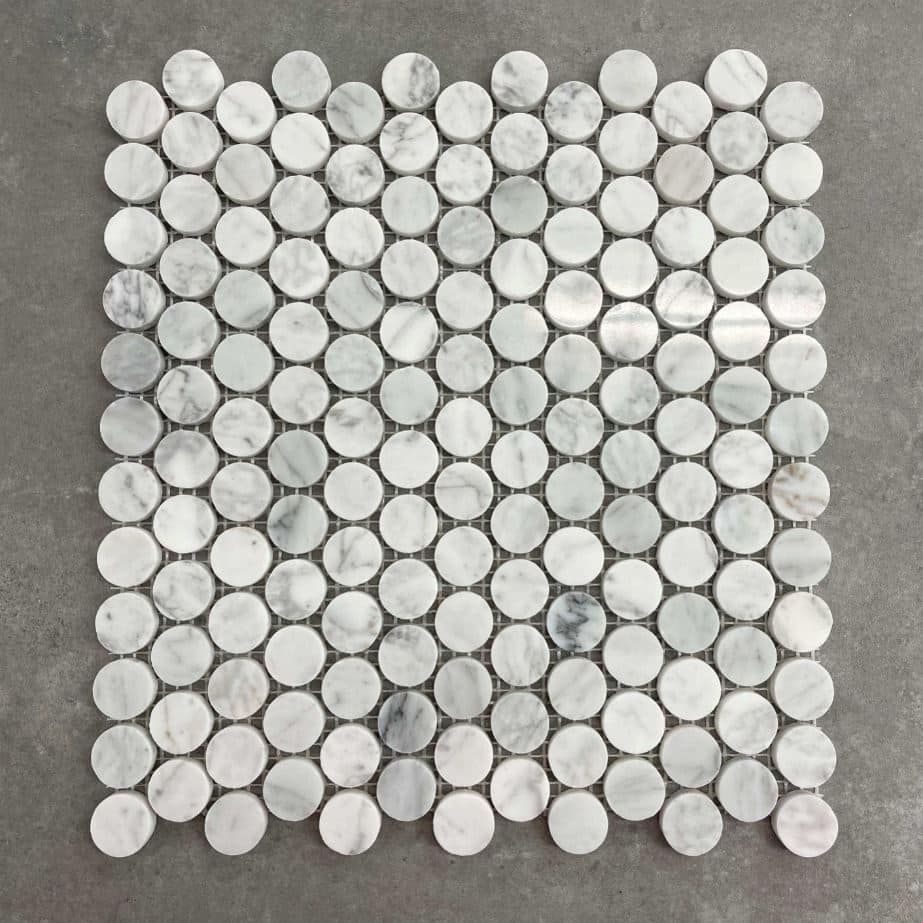 Penny Round Polished Carrara Mosaic 7553