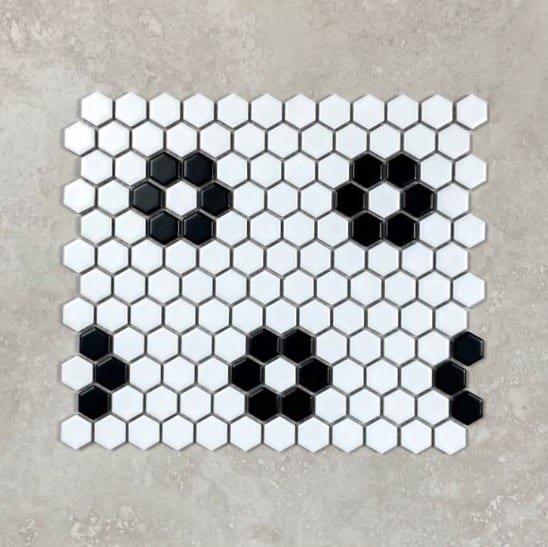 Vintage Daisy Black & White Ceramic Mosaic 7606