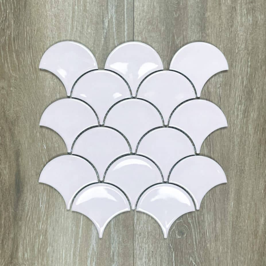 Blush Fan Fish Scale Wave Gloss Porcelain Mosaic 7674