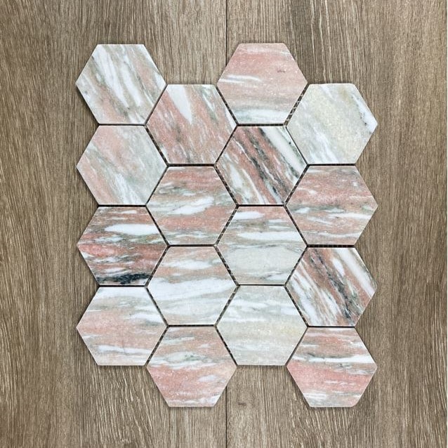 Hexagon Pink Marble Mosaic 7679