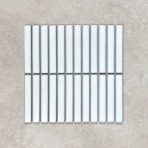 Gloss Light Grey Large Kit Kat Fingers Glazed Porcelain Mosaic Tile - 7682