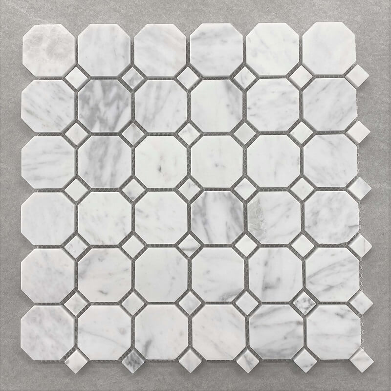 Bianco Carrara 48mm Octagon Honed Mosaic 7580