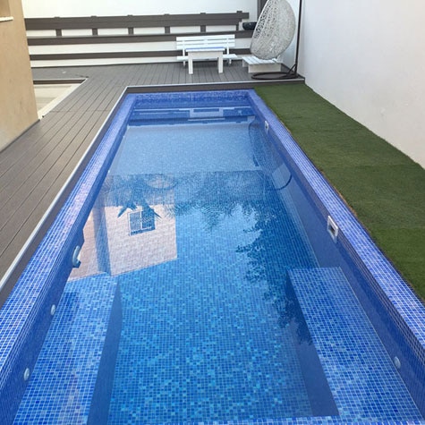 Coral Sea Blue Spanish Polyurethane Cord Glass Pool Mosaic 7101