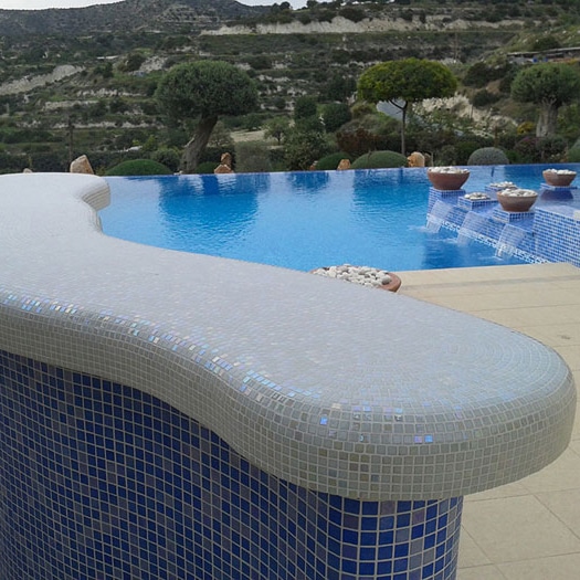 Coral Sea Blue Spanish Polyurethane Cord Glass Pool Mosaic 7101