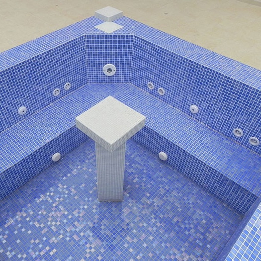 Coral Sea Blue Spanish Polyurethane Cord Glass Pool Mosaic 7101