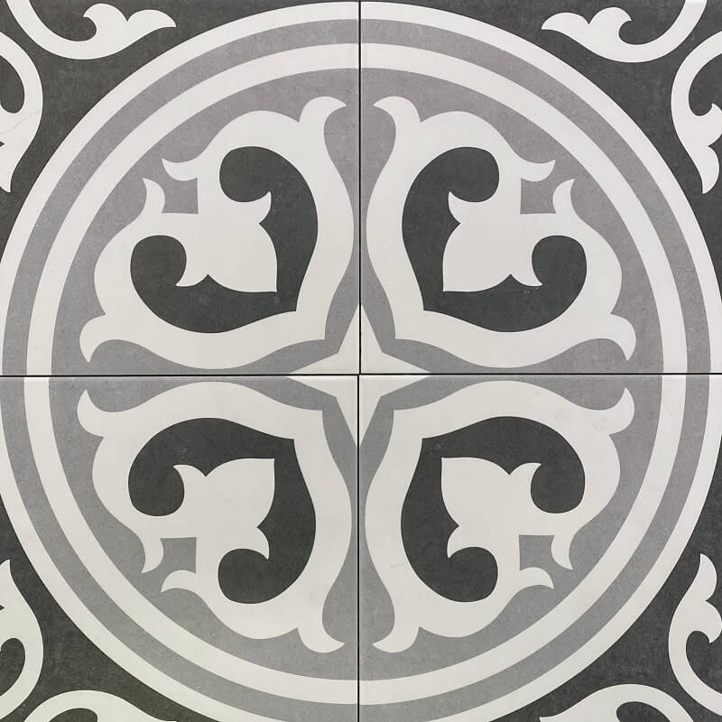 Black and White Pattern Matt Non Rectified Glazed Porcelain Wall & Floor Tile 3444