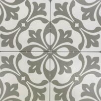 Retro White and Taupe Floral Pattern Matt Non Rectified Glazed Porcelain Wall & Floor Tile 3449