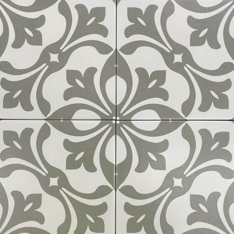 Retro White and Taupe Floral Pattern Matt Non Rectified Glazed Porcelain Wall & Floor Tile 3449