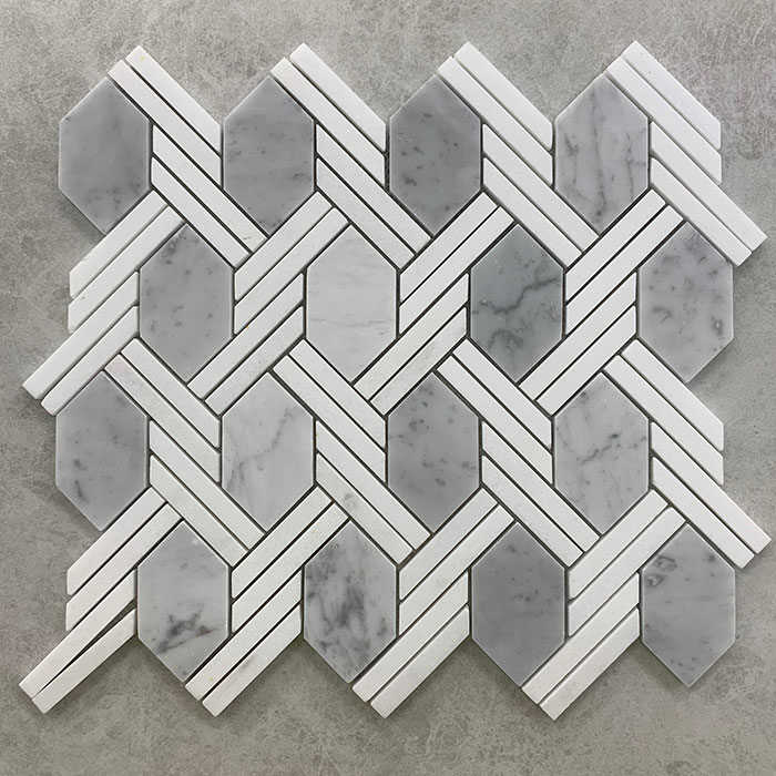 Rope Carrara Marble Honed Mosaic 7525